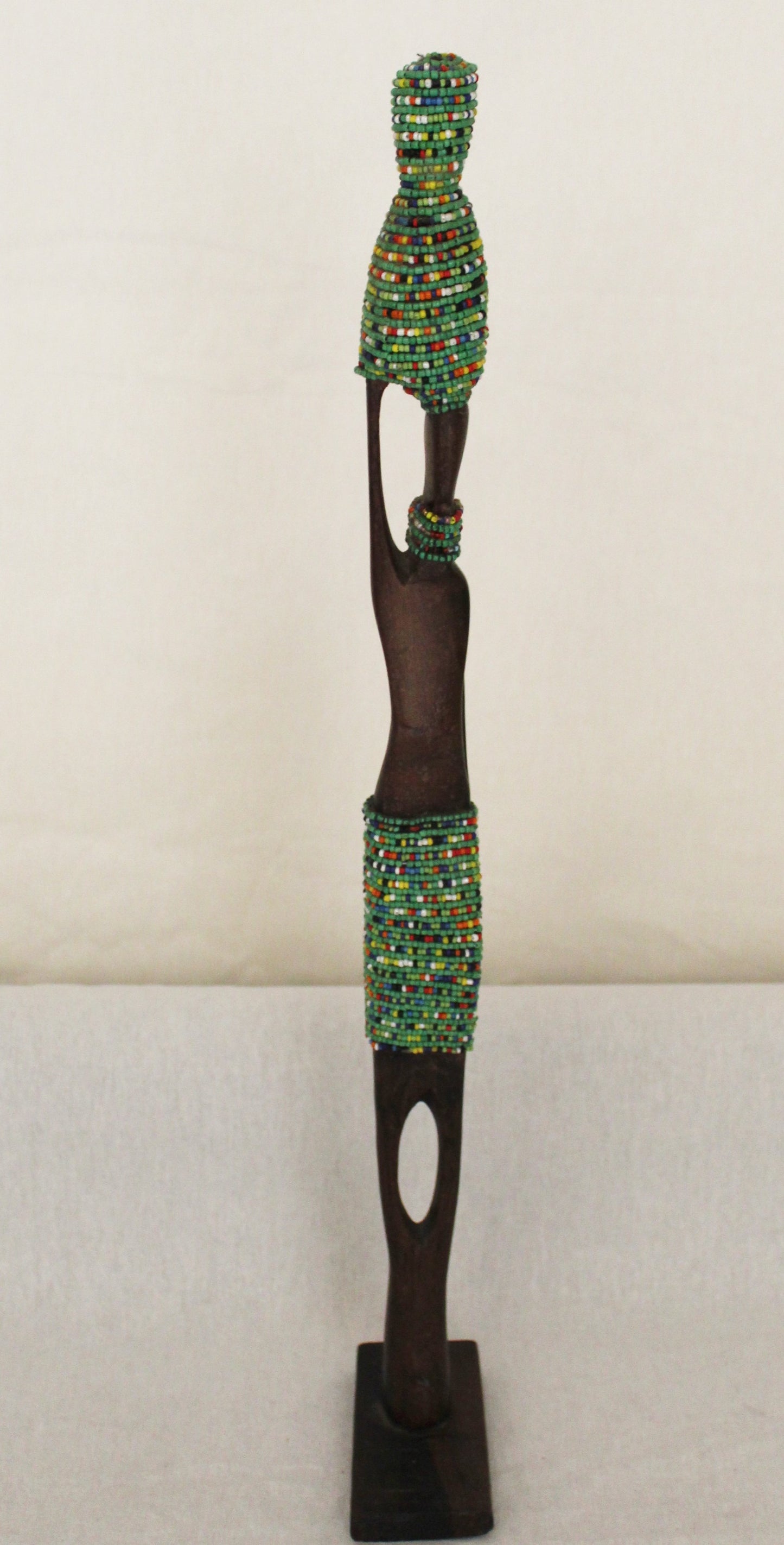 2pc Couple Beaded Wooden Figurines, African Decor, Wooden Figurines. Home Decor