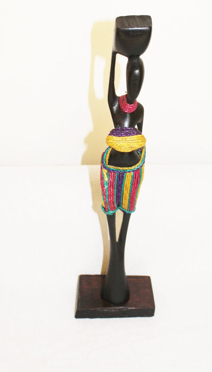 Beaded Wooden Female Figurine, African Decor, Wooden Figurines. Home Decor