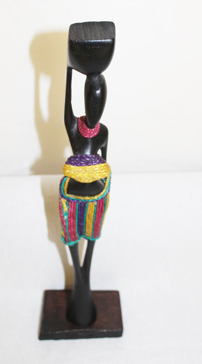 Beaded Wooden Female Figurine, African Decor, Wooden Figurines. Home Decor