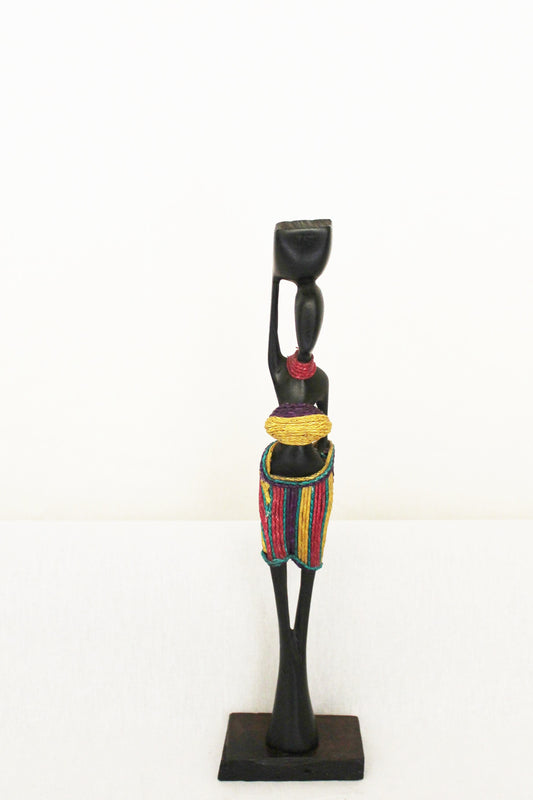 Beaded Wooden Female Figurine, African Decor, Wooden Figurines. Home Decor