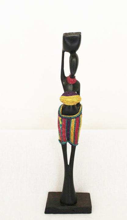 Beaded Wooden Female Figurine, African Decor, Wooden Figurines. Home Decor