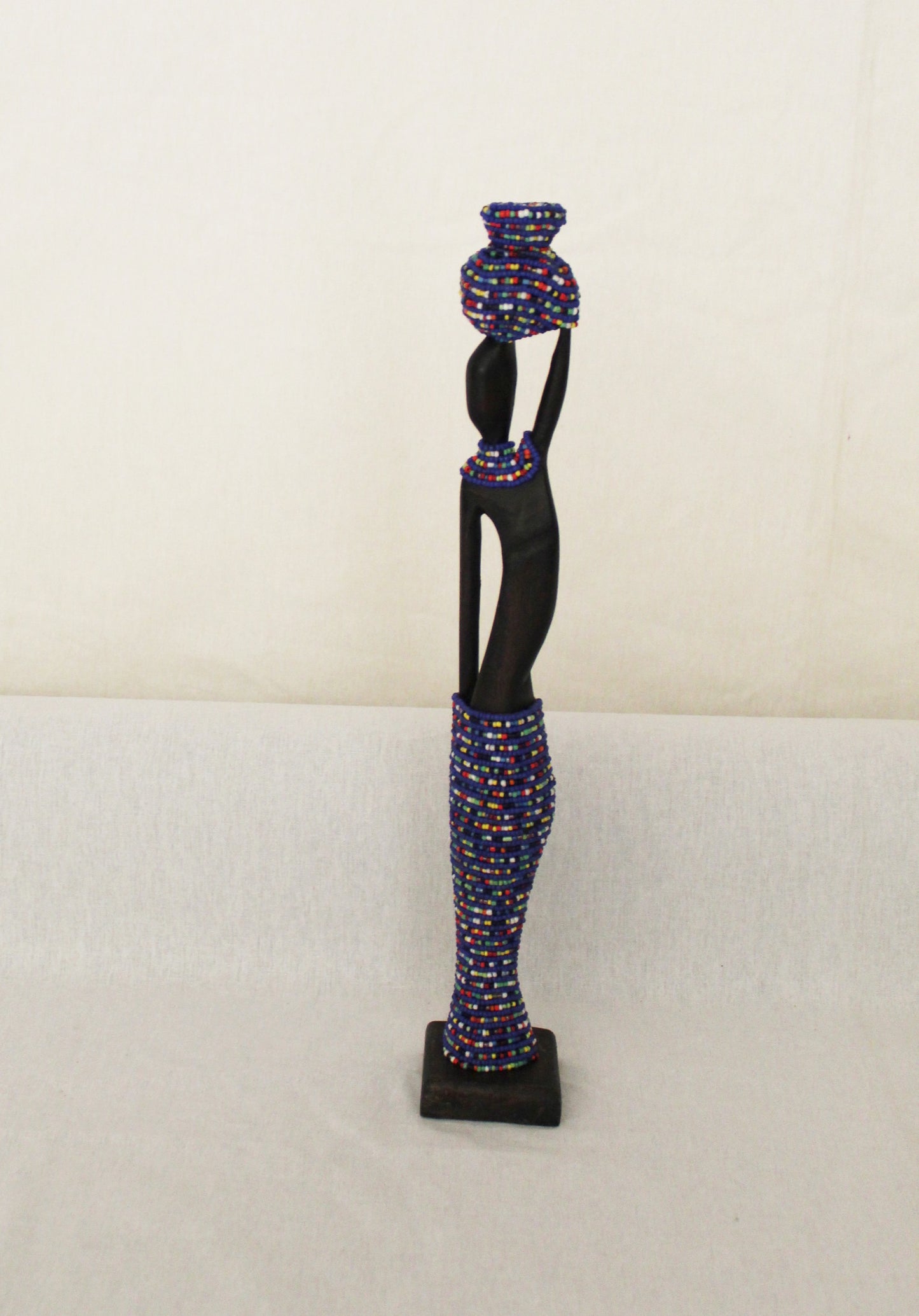 2pc Couple Beaded Wooden Figurines, African Decor, Wooden Figurines. Home Decor