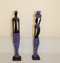 2pc Couple Beaded Wooden Figurines, African Decor, Wooden Figurines. Home Decor