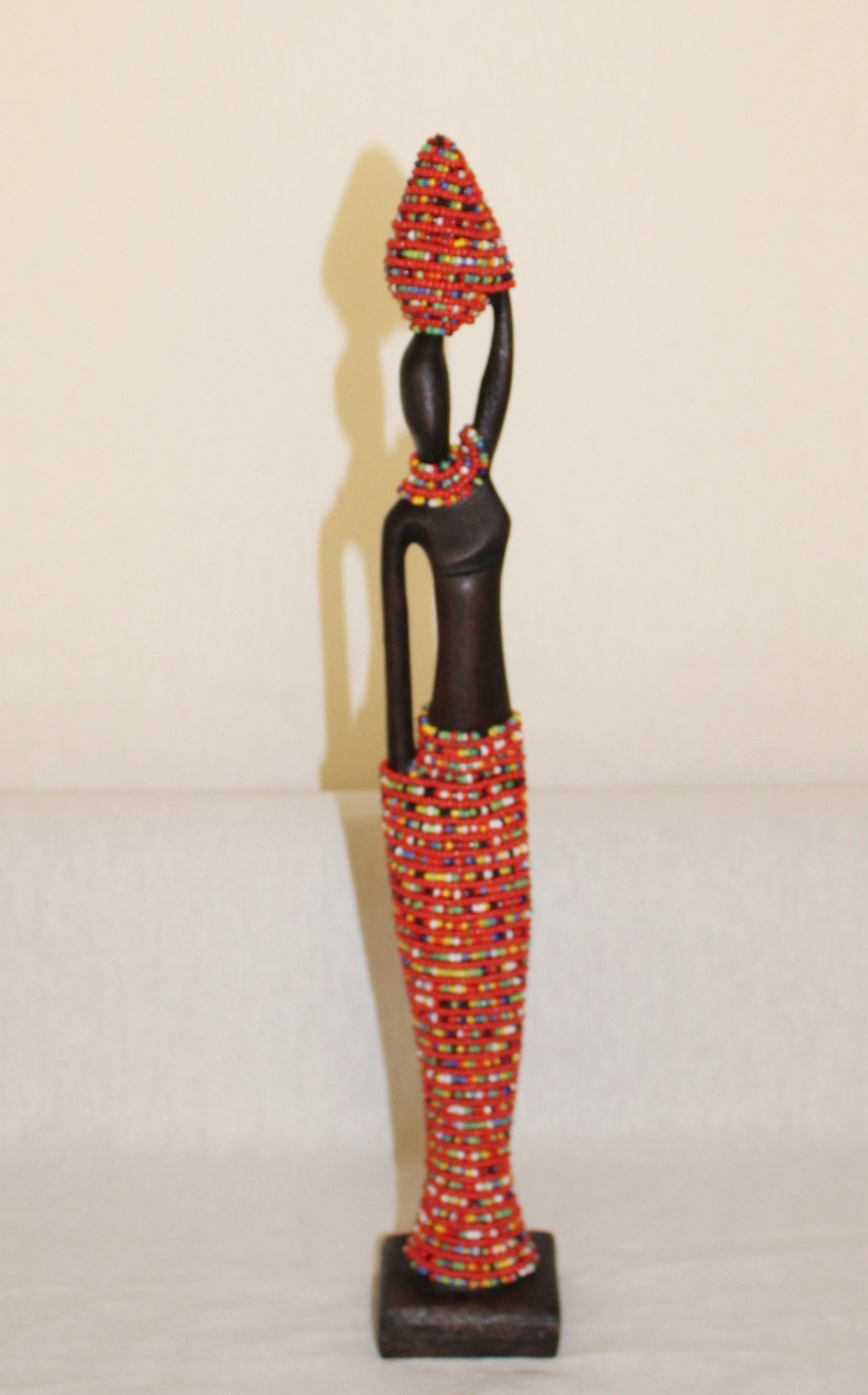 2pc Couple Beaded Wooden Figurines, African Decor, Wooden Figurines. Home Decor