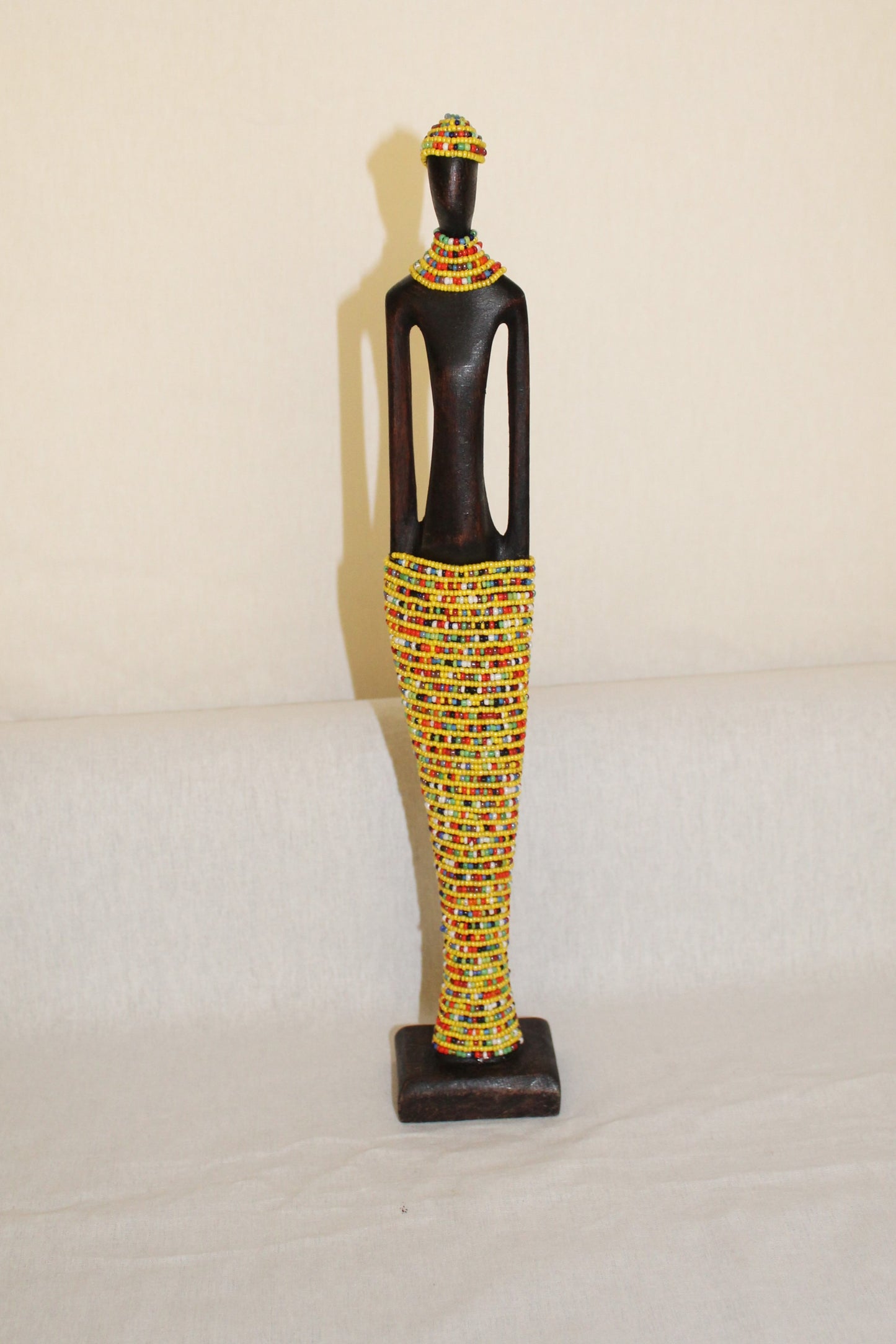 2pc Couple Beaded Wooden Figurines, African Decor, Wooden Figurines. Home Decor