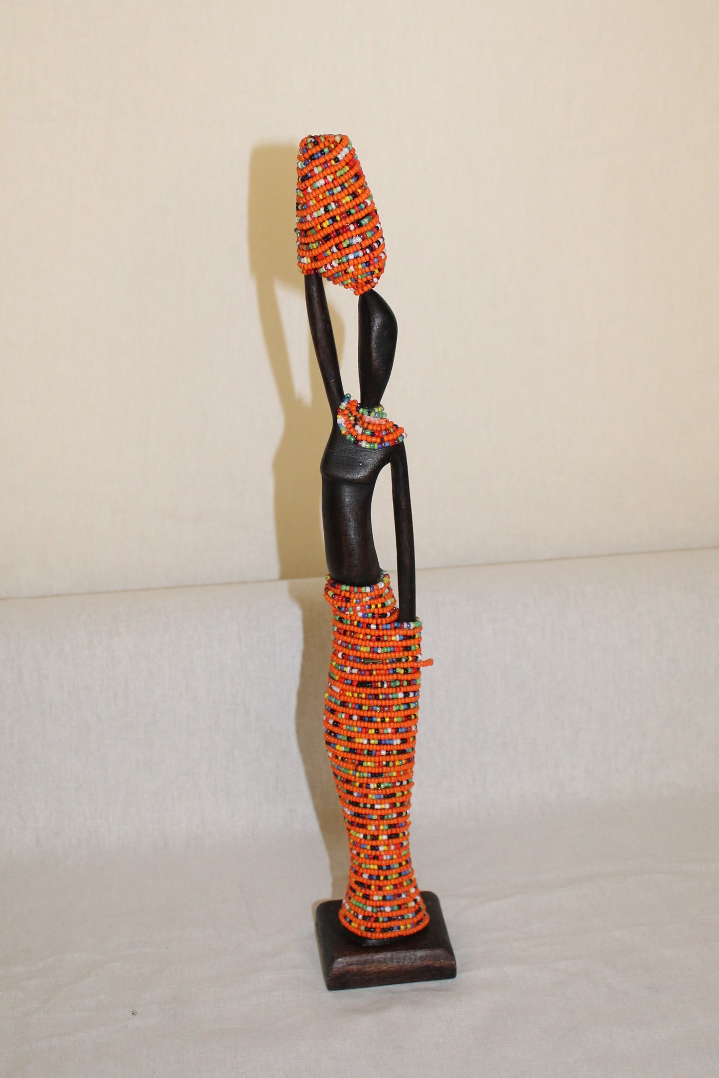 2pc Couple Beaded Wooden Figurines, African Decor, Wooden Figurines. Home Decor