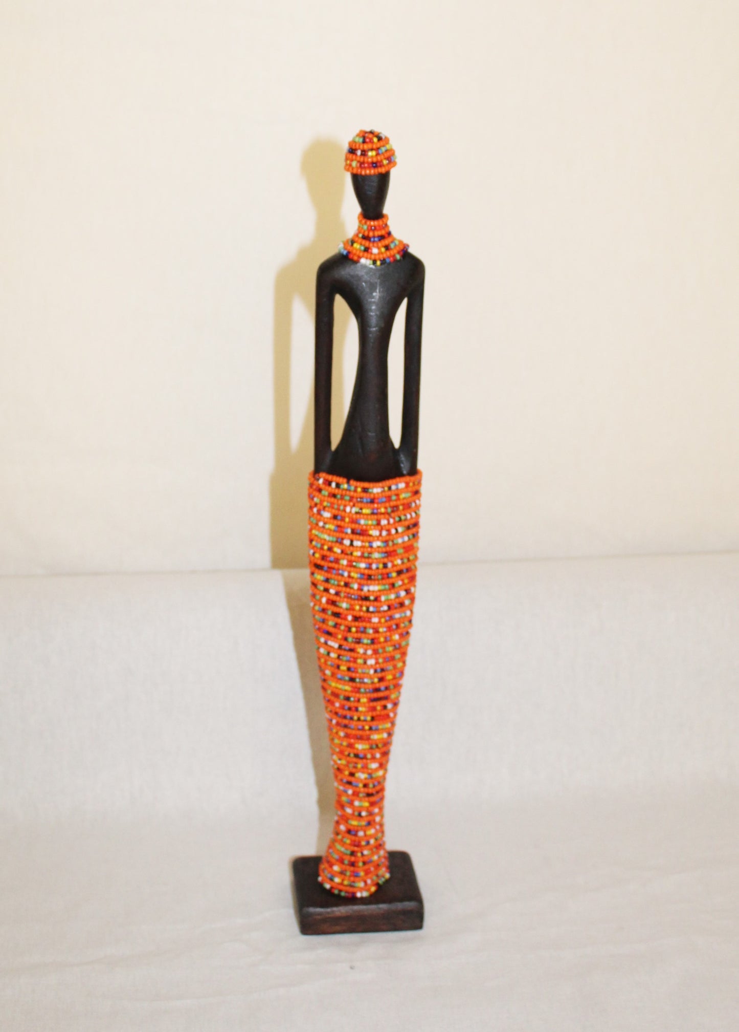 2pc Couple Beaded Wooden Figurines, African Decor, Wooden Figurines. Home Decor