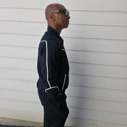 Black Piped Virgin wool Jacket & Pants