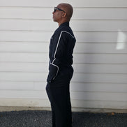 Black Piped Virgin wool Jacket & Pants