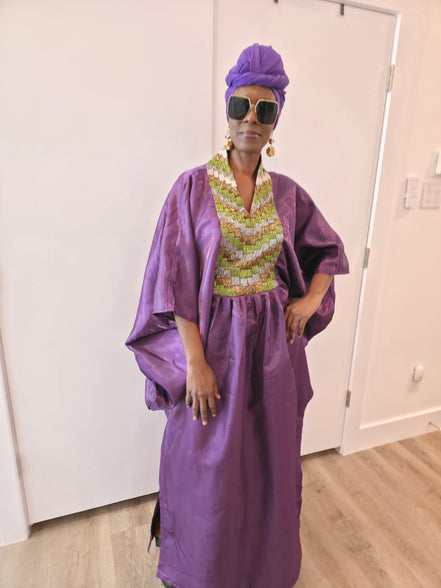 Luxury Beaded Kaftan, Boubou (Royal Orchid)