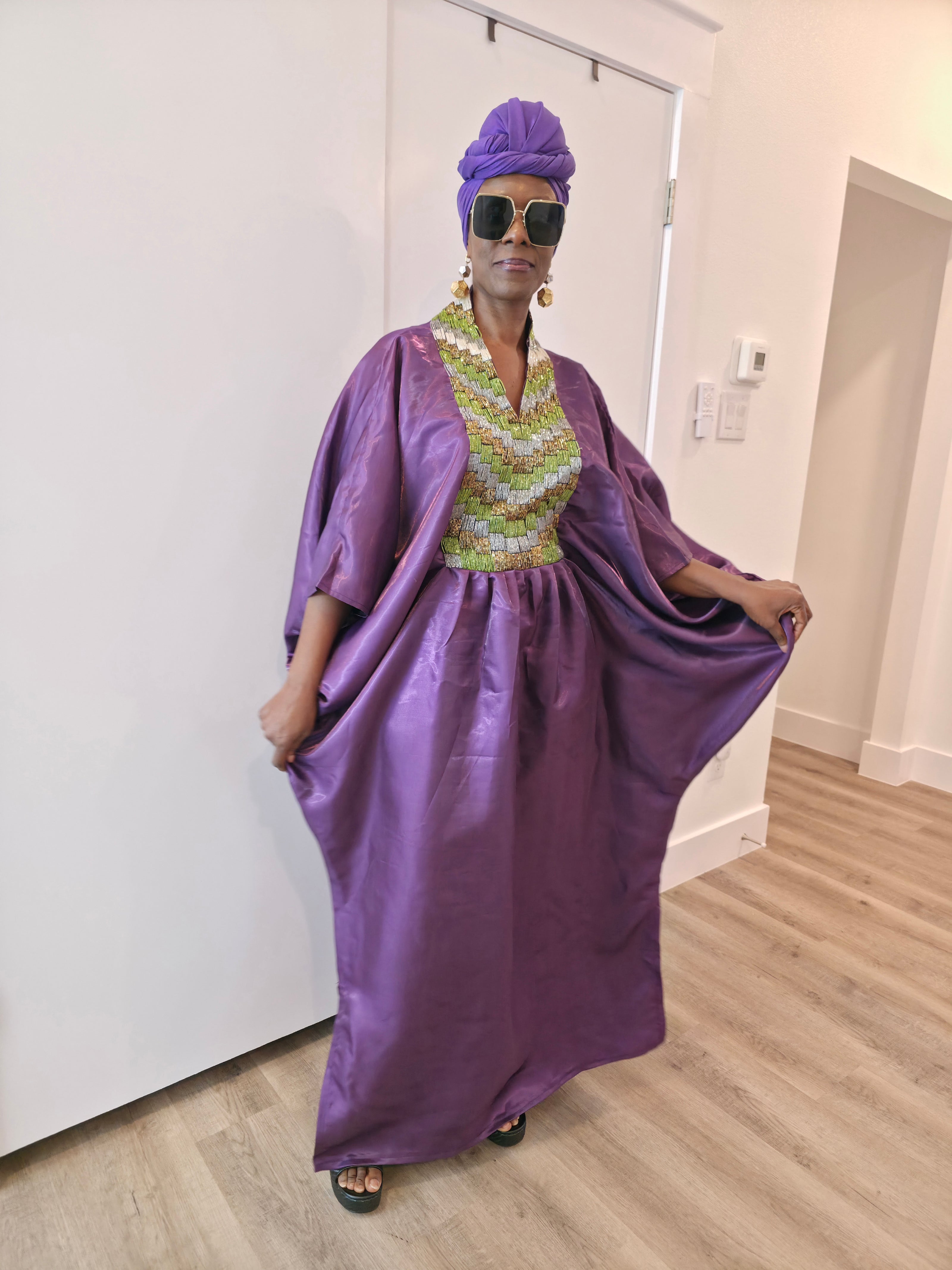 Luxury Beaded Kaftan, Boubou (Royal Orchid)