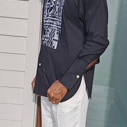 Avant-Garde Long Sleeved Damanze Black And White Cotton Shirt