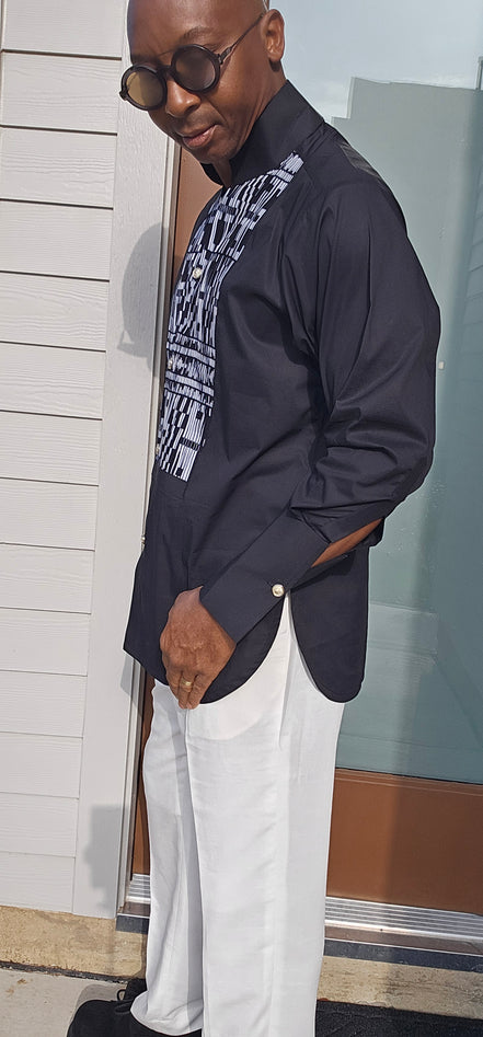 Avant-Garde Long Sleeved Damanze Black And White Cotton Shirt
