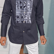 Avant-Garde Long Sleeved Damanze Black And White Cotton Shirt