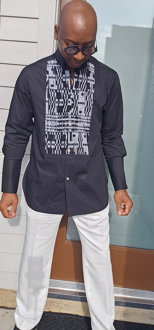 Avant-Garde Long Sleeved Damanze Black And White Cotton Shirt