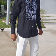 Avant-Garde Long Sleeved Damanze Black And White Cotton Shirt
