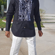 Avant-Garde Long Sleeved Damanze Black And White Cotton Shirt