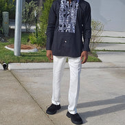 Avant-Garde Long Sleeved Damanze Black And White Cotton Shirt