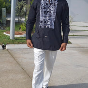Avant-Garde Long Sleeved Damanze Black And White Cotton Shirt