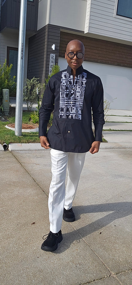 Avant-Garde Long Sleeved Damanze Black And White Cotton Shirt