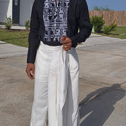Avant-Garde Long Sleeved Damanze Black And White Cotton Shirt