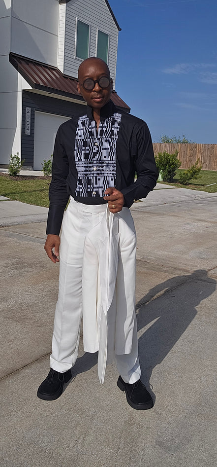 Avant-Garde Long Sleeved Damanze Black And White Cotton Shirt