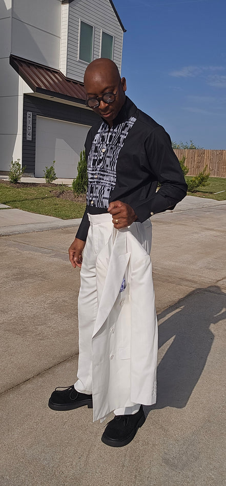 Avant-Garde Long Sleeved Damanze Black And White Cotton Shirt