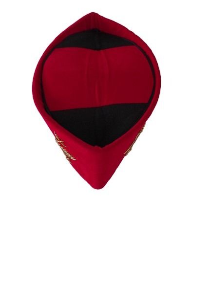 Red Beaded Embroidered Cylinder Hat
