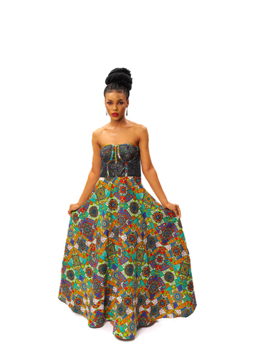 Ankara Off Shoulder Corset Dress, African Print Corset Dress, Ankara Maxi Dress