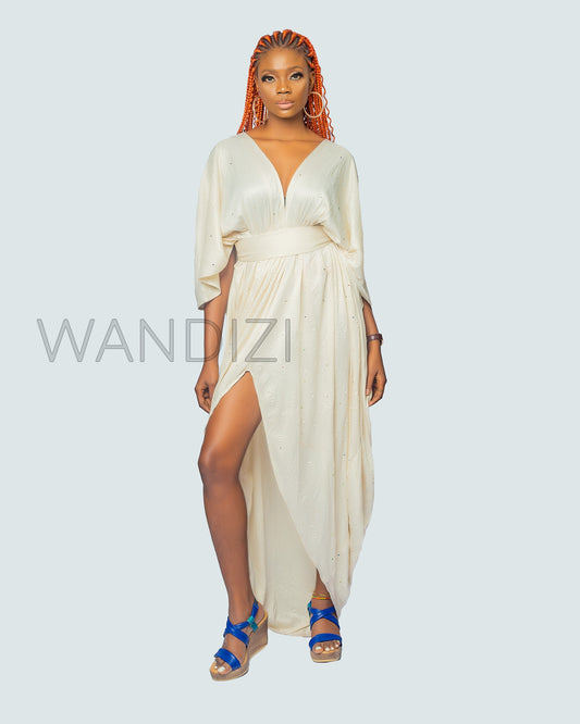 Abaya Dress, Deep-V Embellished Dress, African Clothing for Women, African Maxi Dress.