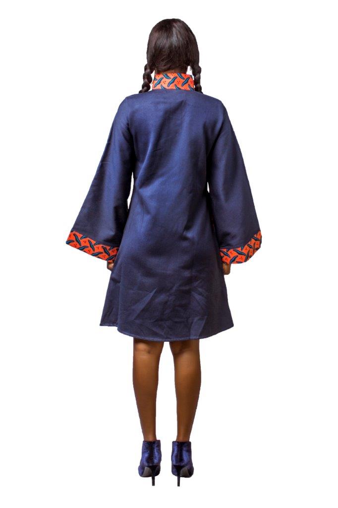 African Print dress, Ankara dress, African Womens clothing, Jeans dress, Denim dress, Flared dress