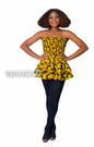 Yellow Smocked double layered ankara peplum Top, Ankara Peplum Top, African print peplum top