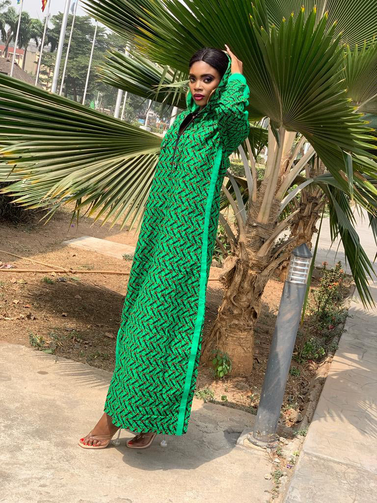 Ankara Long Dress with Hoodie, Ankara Bubu, African Print Kaftan, Ankara Kaftan