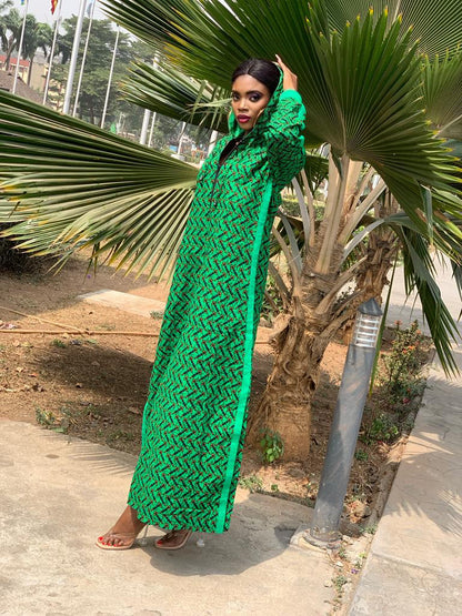 Ankara Long Dress with Hoodie, Ankara Bubu, African Print Kaftan, Ankara Kaftan