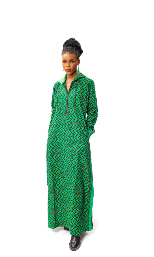 Multicoloured Ankara Long Dress with Hoodie, Ankara Bubu, African Print Kaftan, Ankara Kaftan