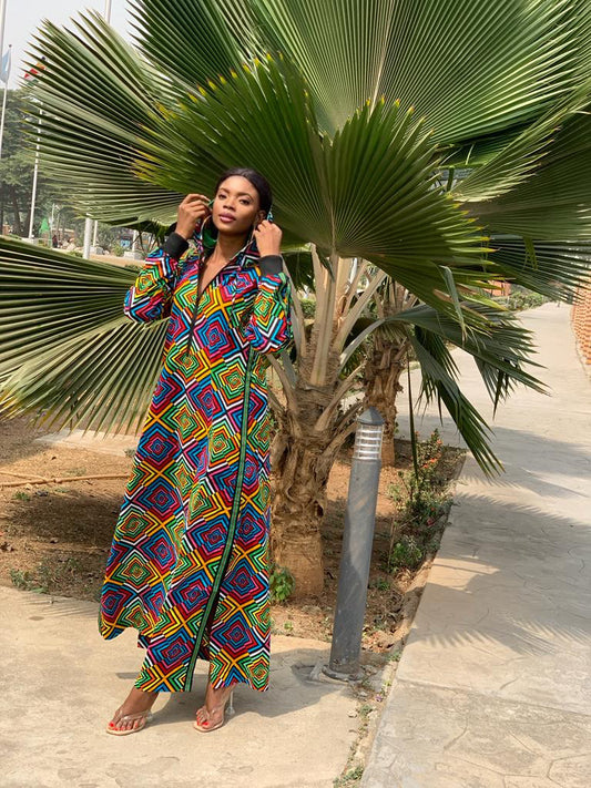 Ankara Long Dress with Hoodie, Ankara Bubu, African Print Kaftan, Ankara Kaftan