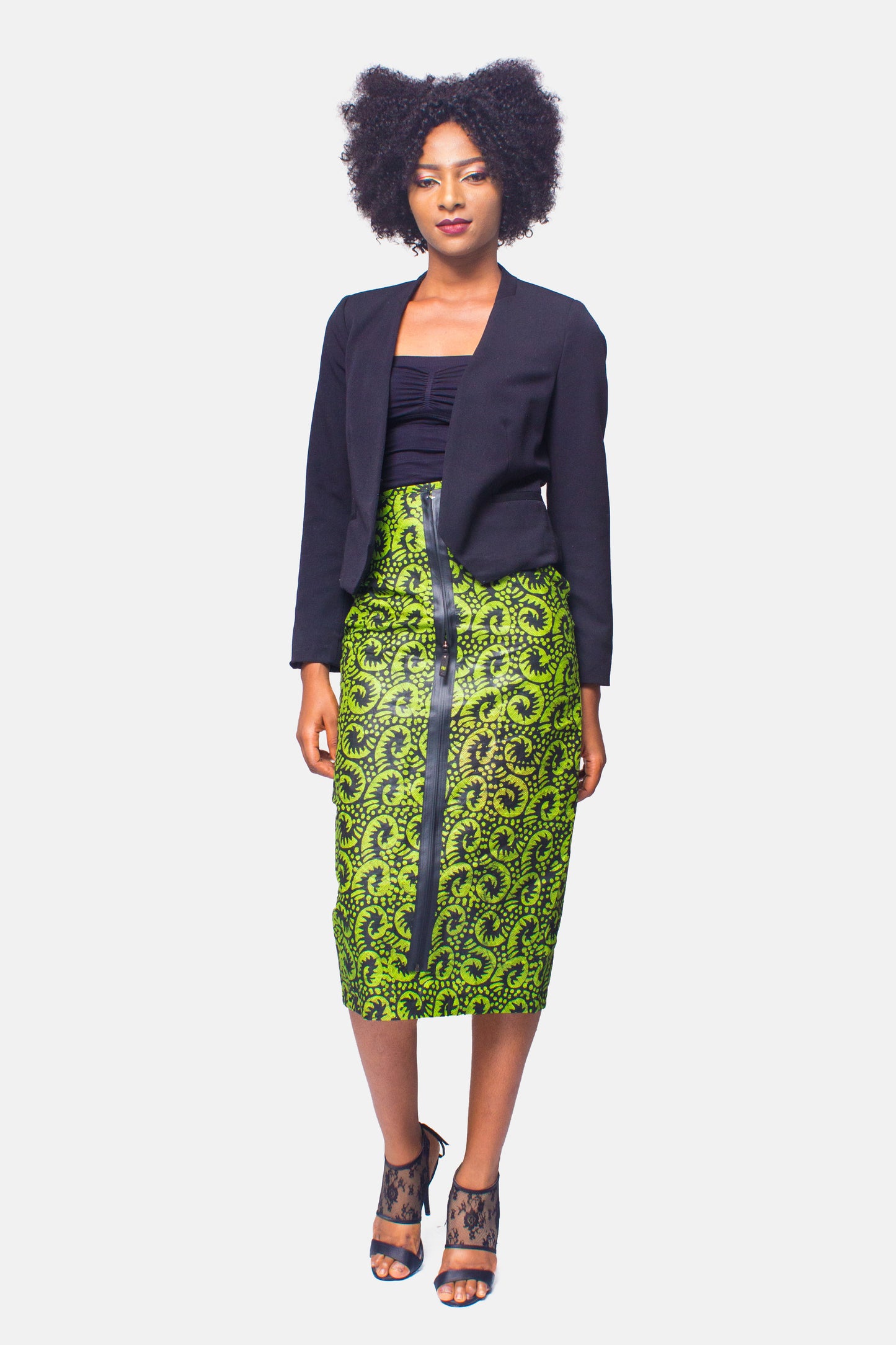 Green African Print Skirt, Ankara Skirt, Pencil Skirt, Womens Clothing, African Clothing for womens