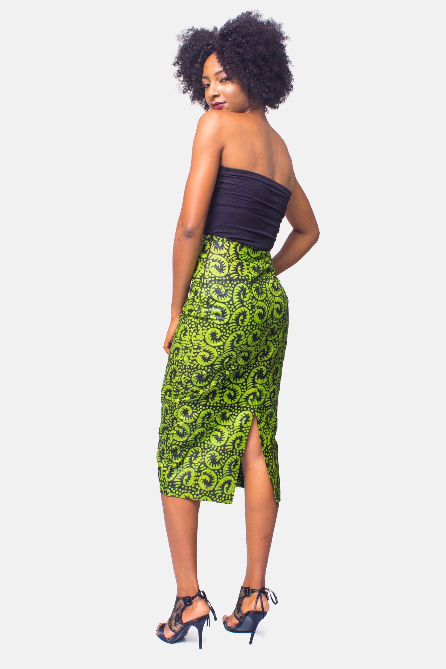 Green African Print Skirt, Ankara Skirt, Pencil Skirt, Womens Clothing, African Clothing for womens