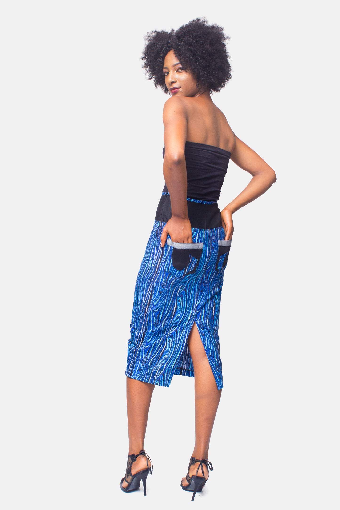 Blue African Print Skirt, Ankara Skirt, Pencil Skirt, Womens Clothing, African Clothing for womens