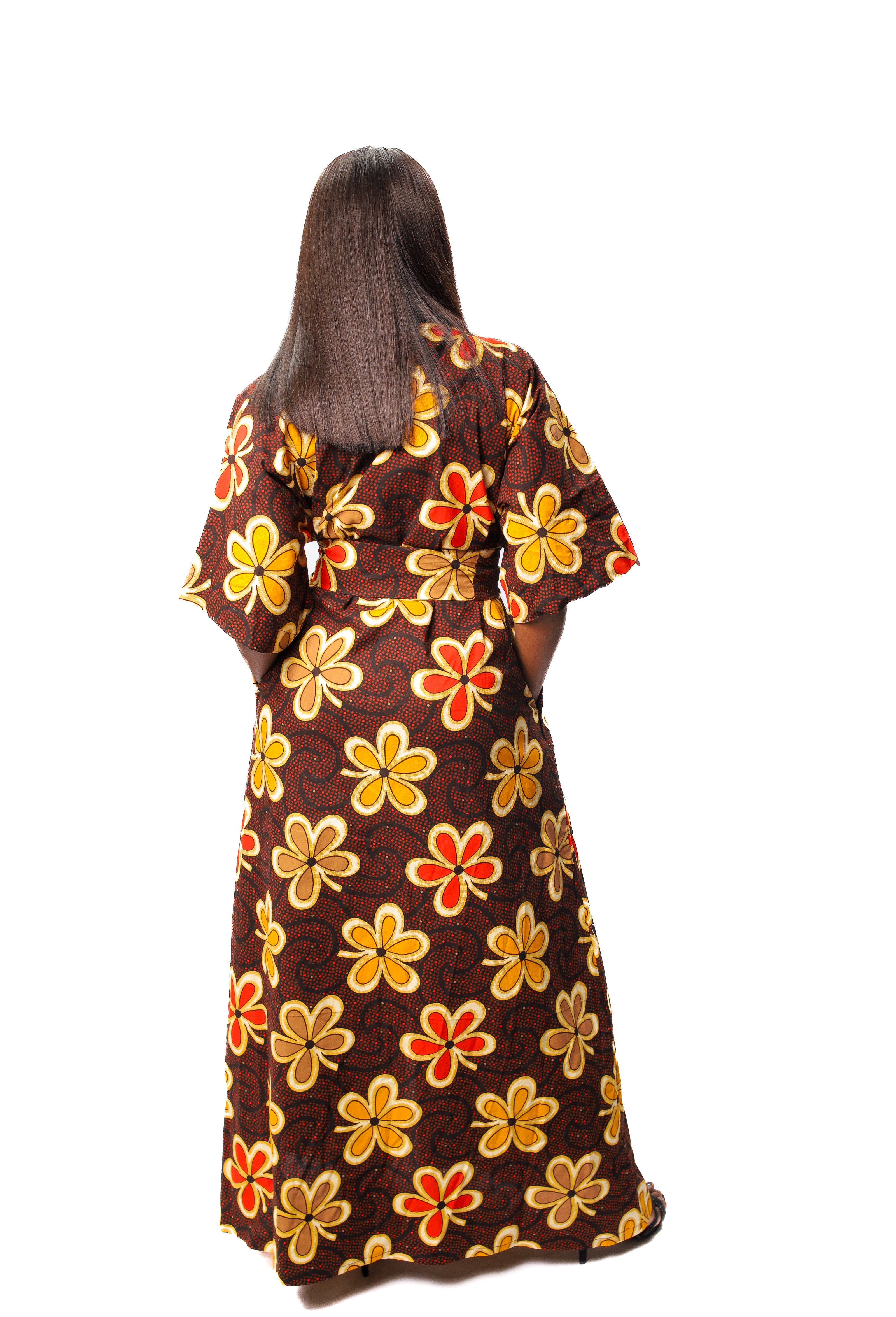 African Print Kimono Style Wrap Maxi Dress, African Wax Kimono Dress, Ankara Dress