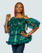 Lace and African Print Handkerchief Sexy Top, Net Top, African Print Top