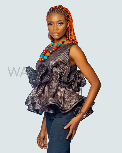 Beautiful Butterfly Peplum Top, African Peplum Top, African Print Peplum Top