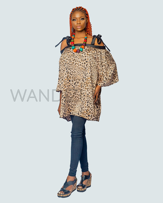 African Animal Print Top, African Clothing for Women, African Tie Top