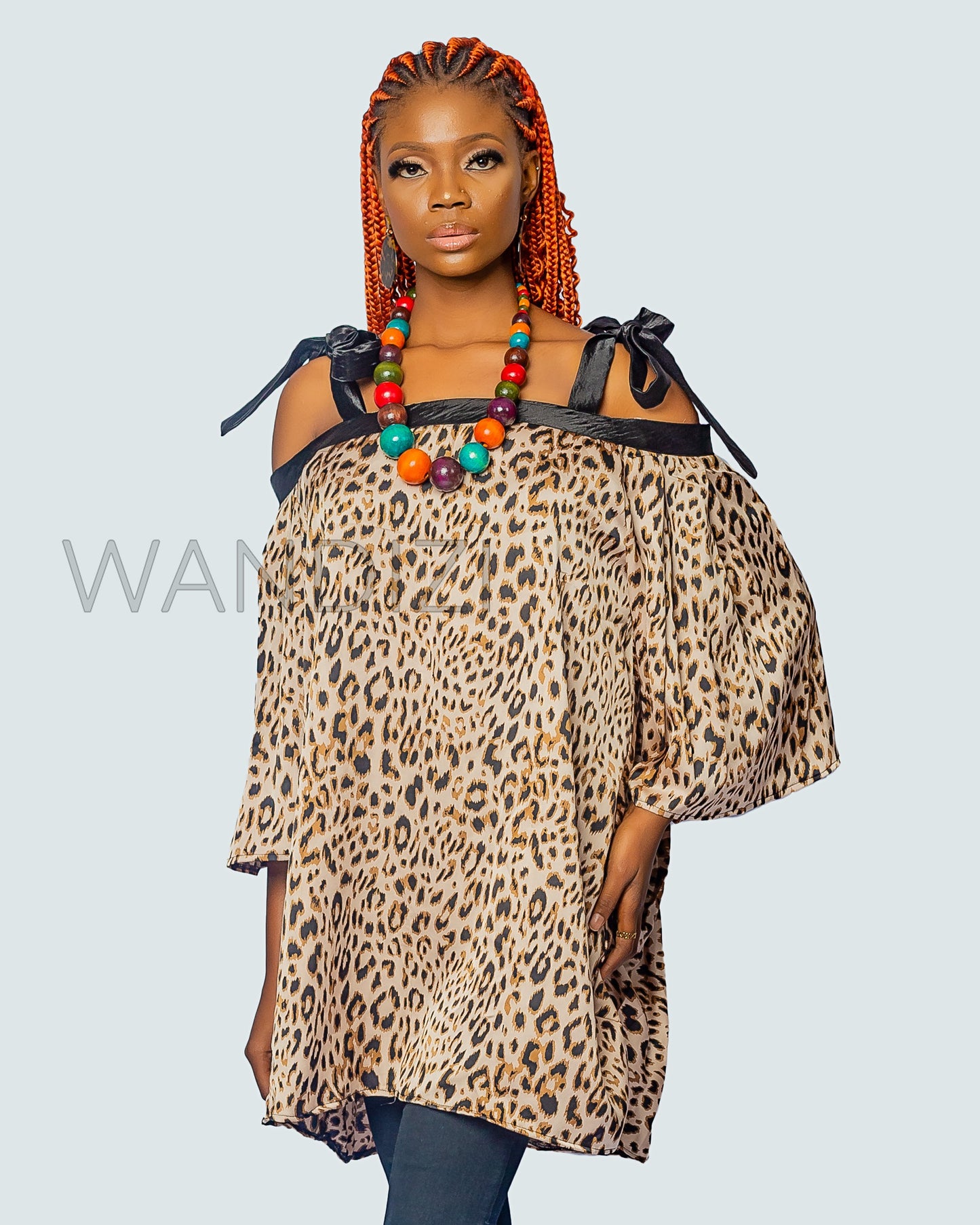 African Animal Print Top, African Clothing for Women, African Tie Top