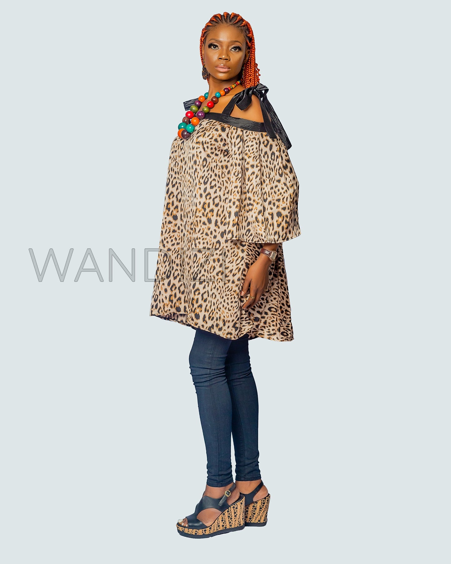 African Animal Print Top, African Clothing for Women, African Tie Top