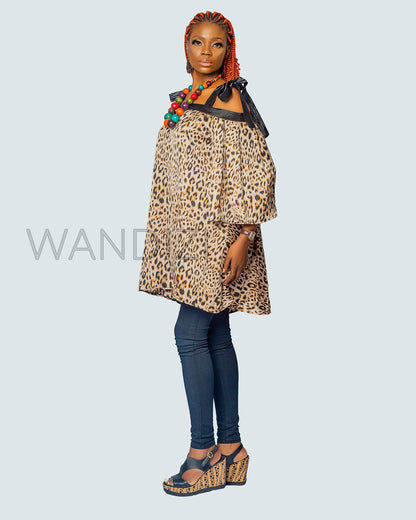 African Animal Print Top, African Clothing for Women, African Tie Top