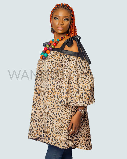 African Animal Print Top, African Clothing for Women, African Tie Top