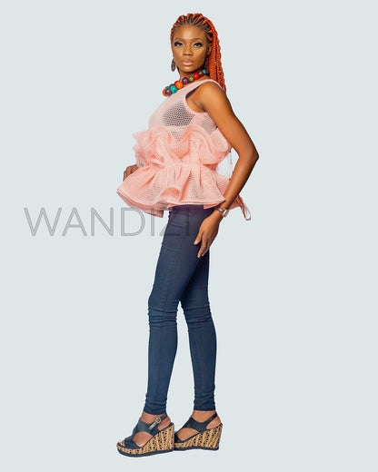Beautiful Butterfly Peplum Top, African Peplum Top, African Print Peplum Top