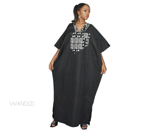 Black Adire Agbada, Agbada for Women, Adire Kaftan, Adire Bubu, African Clothing for Women