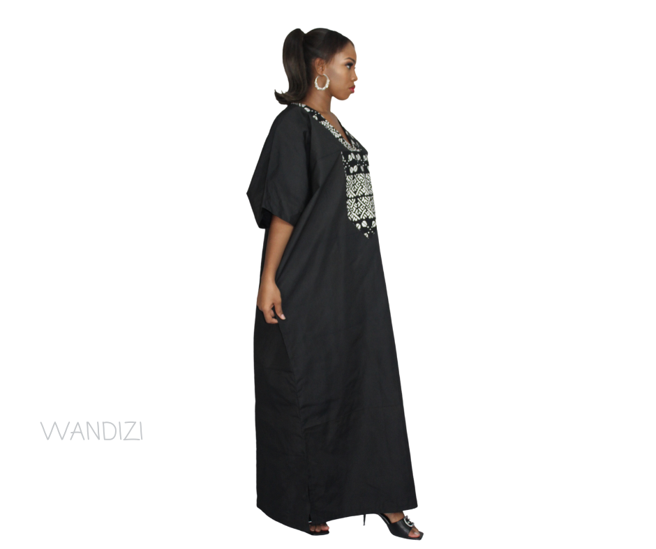 Black Adire Agbada, Agbada for Women, Adire Kaftan, Adire Bubu, African Clothing for Women